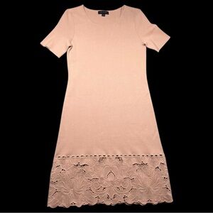 Ann Taylor blush sheath dress with embroidered eyelet hem medium